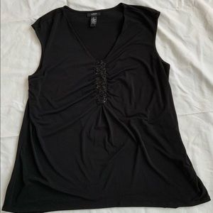 ALFANI beaded V Neck sleeveless blouse black 2X